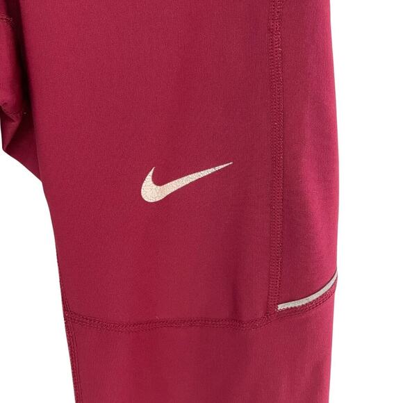 Nike Dri-Fit Cropped Running Capri Legging Maroon Size Small 0645CON - Picture 2 of 11
